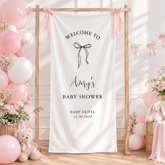 Bow Chic Minimalistische Schrift Baby Shower Begrü Banner