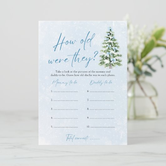 Bow Christmas Baby Shower How Old Were They Game Einladung (Stehend Vorderseite)