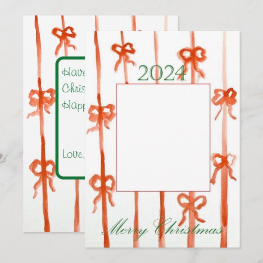 Bow Christmas Card Einladung (Vorne/Hinten)