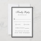 Bow Classic Old Money Black & White Wedding RSVP Karte (Vorderseite)