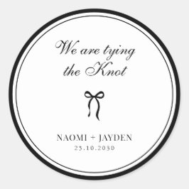 Bow Classic Old Money Black & White Wedding Runder Aufkleber