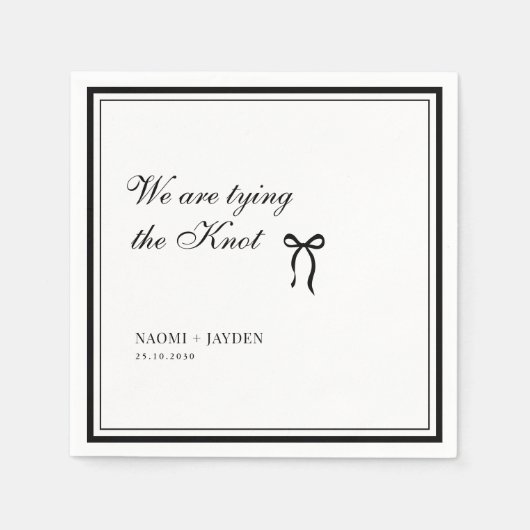 Bow Classic Old Money Black & White Wedding Serviette (Vorderseite)