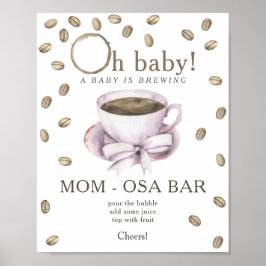 Bow & Coffee Brauen Babydusche Momosa Bar Poster
