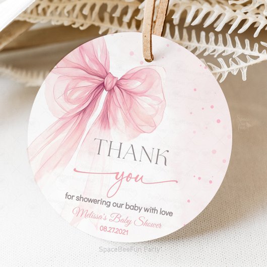 Bow Coquette Babydusche Geschenkanhänger