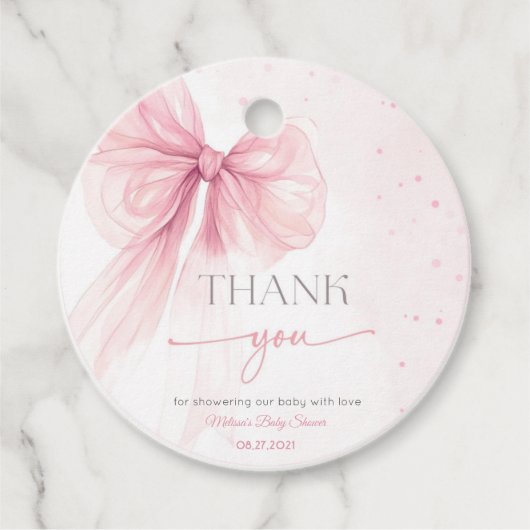 Bow Coquette Babydusche Geschenkanhänger (Vorderseite)