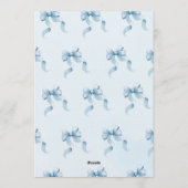 Bow Coquette Blau 1. Geburtstag Einladung (Rückseite)