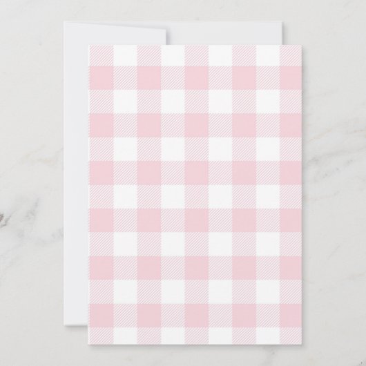 Bow Coquette Blush Kariert rosa Ribbon Brautparty Einladung (Rückseite)