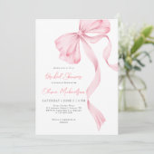 Bow Coquette Blush Pink Ribbon Brautparty Einladung (Stehend Vorderseite)