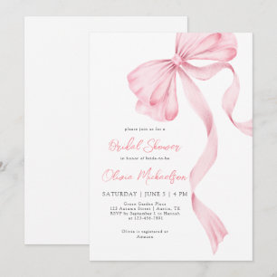 Bow Coquette Blush Pink Ribbon Brautparty Einladung