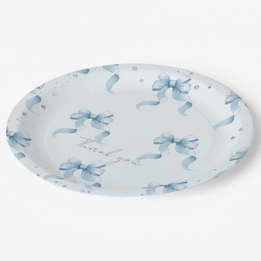 Bow Coquette Boy Baby Shower Classic Round Napkins Pappteller (Schrägansicht)