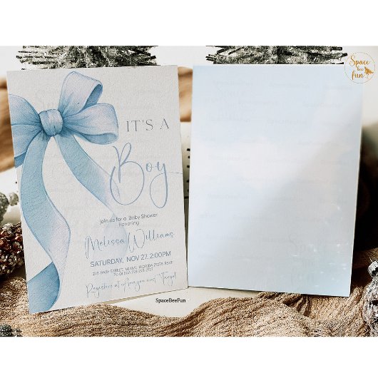 Bow Coquette Boy Babydusche Einladung