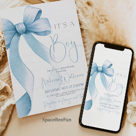 Bow Coquette Boy Babydusche Einladung
