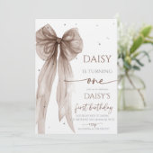 Bow Coquette Chocolate Mocha Birthday Einladung (Stehend Vorderseite)