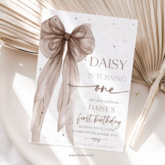 Bow Coquette Chocolate Mocha Birthday Einladung