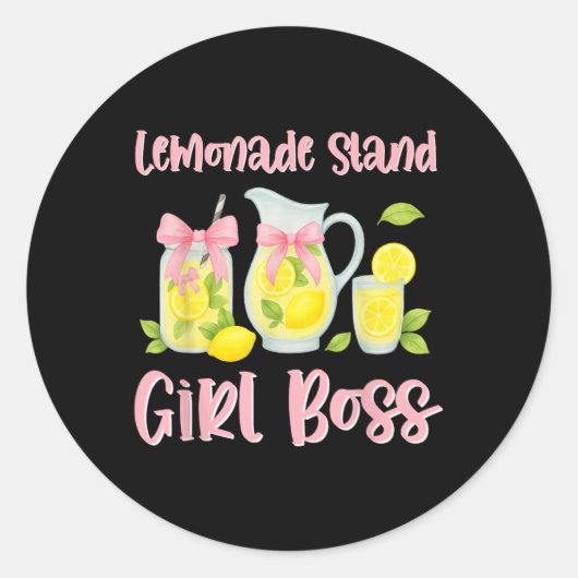 Bow Coquette Lemonade Stand Girl Boss Ceo Lemon Ju Runder Aufkleber (Vorderseite)