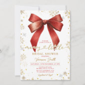 Bow coquette Merry Little Christmas Bridal Shower Einladung (Vorderseite)