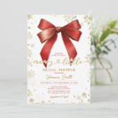 Bow coquette Merry Little Christmas Bridal Shower Einladung (Stehend Vorderseite)