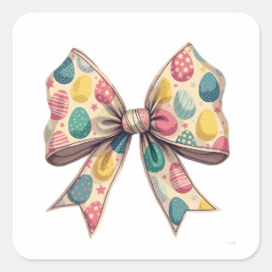 Bow Coquette Ostersonntag Eier Pink Pallete Quadratischer Aufkleber