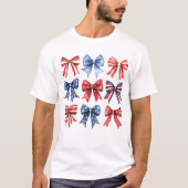 Bow Coquette Patriotic Vierte 4. Juli USA T-Shirt (Vorderseite)