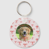 Bow Coquette Personalized Pet Photo Keychain Schlüsselanhänger (Vorderseite)