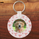 Bow Coquette Personalized Pet Photo Keychain Schlüsselanhänger (Vorderseite)