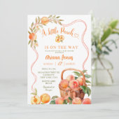 Bow Coquette Pfirsich-Baby-Party Einladung (Stehend Vorderseite)
