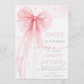 Bow Coquette Pink 1st Birthday Einladung (Vorderseite)
