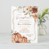 Bow Coquette Pumpkin Fall Ivory Boho Babydusche Einladung (Stehend Vorderseite)