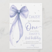 Bow Coquette Purple 1st Birthday Einladung (Vorderseite)