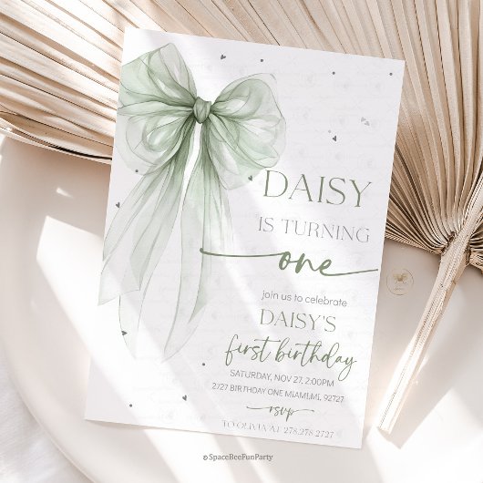 Bow Coquette Sage 1. Geburtstag Einladung