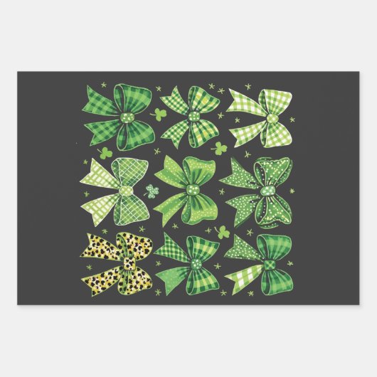 Bow Coquette St Patrick's Day Vintag Geschenkpapier Set (Vorderseite)