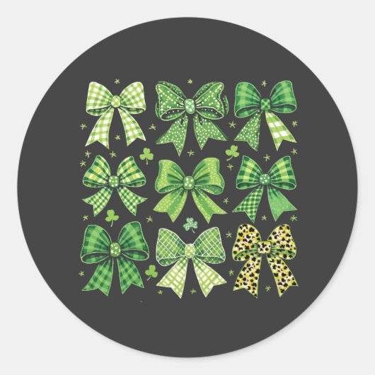 Bow Coquette St Patrick's Day Vintag Runder Aufkleber (Vorderseite)