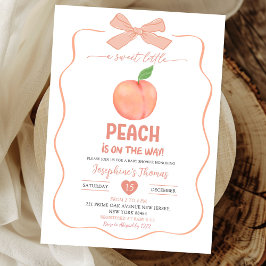 Bow Coquette Sweet Little Peach Baby Dusche Einladung