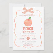 Bow Coquette Sweet Little Peach Baby Dusche Einladung (Vorderseite)