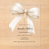 Bow Creme beige Mädchen klare Bestätigung Acryleinladungen (Vorderseite)