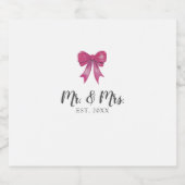 Bow Custom Mr. und Mrs. Script gegründet Hochzeit Schaumweinetikett (Einzelnes Label)