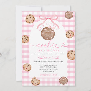 Bow CuUnser kleines Cookie Baby Dusche Pink Gingha Einladung