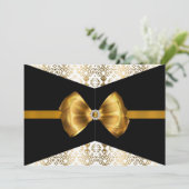 Bow Damask Einladung [Gold] (Stehend Vorderseite)