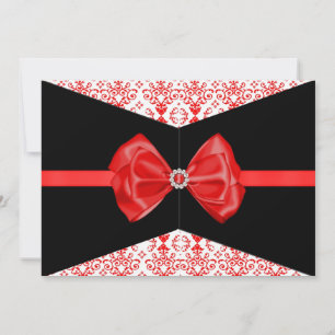Bow Damask Einladung [rot]
