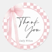 Bow Danke Runder Aufkleber (Vorderseite)