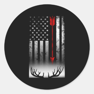 Bow Deer Junting American Flag Bow Junting Runder Aufkleber