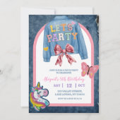 Bow-Denim-Jacke-Patchwork-Party-Geburtstag Einladung (Vorderseite)