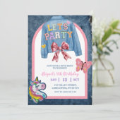 Bow Denim Jacket Patch Party Birthday Einladung (Stehend Vorderseite)