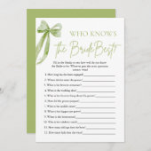 Bow, der das Bride Best Brautparty Game kennt Einladung (Vorne/Hinten)