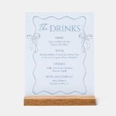 Bow Dusty Blue Wedding Drink Bar Acrylschild