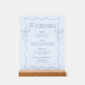 Bow Dusty Blue Wedding Drink Bar Acrylschild (Vorderseite)