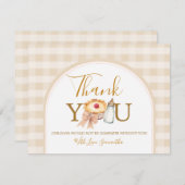 Bow Eine kleine Süsse Pie Pastel Gingham Baby Dusc Dankeskarte (Vorne/Hinten)