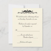 BOW-Elfenbein, Gold, Black Floral Repcard Einladung (Rückseite)