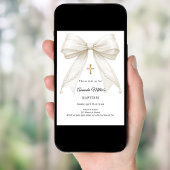 Bow Elfenbein Perlen Mädchen Elegant Taufe Einladung