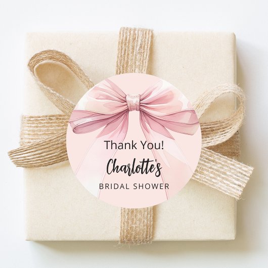 Bow errush pink vielen Dank Brautparty Runder Aufkleber
